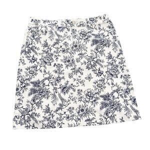 Talbots Flower Printed Denim Pencil Skirt Blue White Size 6 MINT